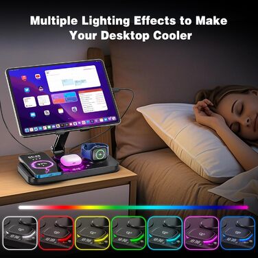 Бездротова зарядна станція 4-в-1 для iPhone, складаний тримач для планшета, індуктивне зарядне для iPhone 16/15/14/13/12/11 та iWatch