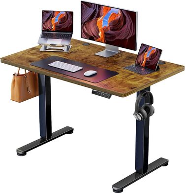 ErGear Electric Standing Desk 100x60cm - Vintage Wood Finish, Memory Height Adjustment for Home Office & Desk Connector Plate