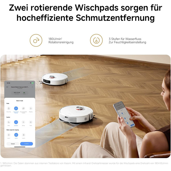 Робот-пилосос Xiaomi Vacuum S40 Pro з базою самоочищення, потужність всмоктування 10 000 Па