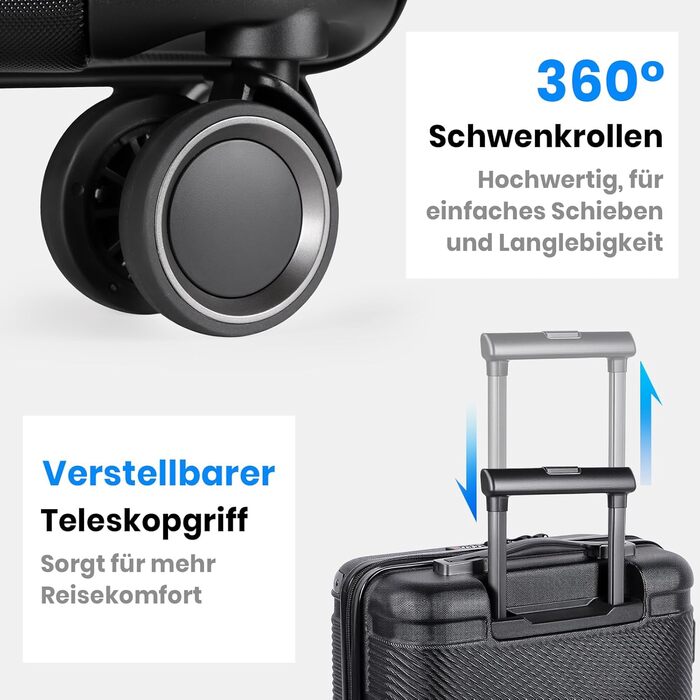 Набір валіз Tavoxda 3 шт., жорсткий корпус, TSA-замок, телескопічна ручка, чорний колір