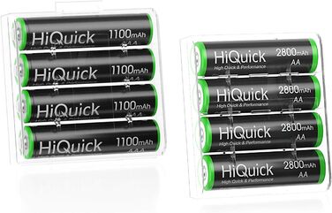 Зарядний пристрій HiQuick для акумуляторів AA та AAA (8 місць) з LCD-дисплеєм + 4 x AA + 4 x AAA акумулятори