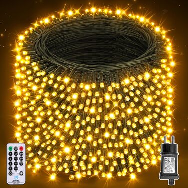 Гірлянда святкова на ялинку, для декору приміщень та вулиці - 80м, 800 LED, з пультом, таймером, вологостійка, 8 режимів, тепле біле світло, для вечірки, саду, декору на Новий Рік