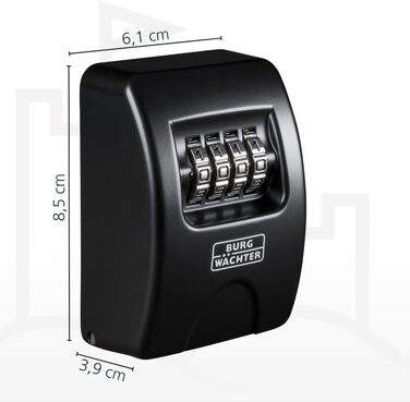 Ключниця-сейф Burg Wächter Key Safe 10 з 4-цифровим кодом для вулиці та приміщень, чорна, настінний монтаж