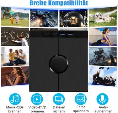 Зовнішній CD/DVD привід 9-в-1 для ноутбука та ПК, USB 3.0 з картридером SD/TF, портативний DVD-записувач для Windows, macOS, Linux