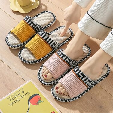 Зимові тапочки для гостей з льону, миючі, з антиковзким покриттям, жіночі/унісекс, відкриті, рожеві (38/39 EU)