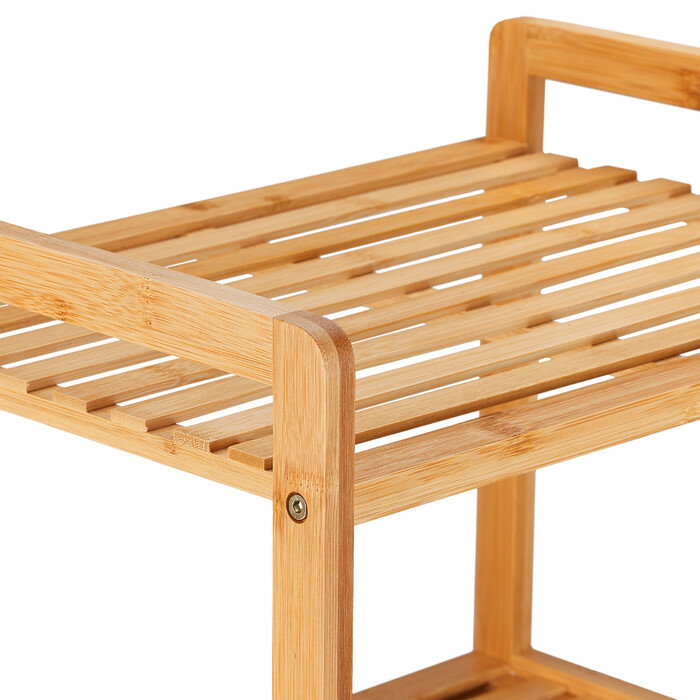 Relaxdays Bamboo Bathroom Shelf with Laundry Basket
