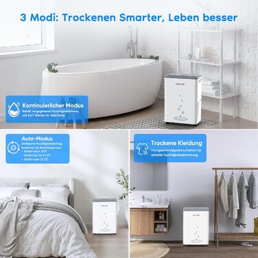 Електричний осушувач повітря COLAZE 20 л/24 год, для дому, підвалу, вітальні, 150 м³ (50 м²), тихий, для квартири