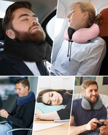 Подушка для шиї Homiee, ортопедична, з memory foam, для подорожей, авто, офісу, чорна