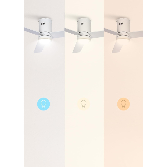 Стеляний вентилятор Windminimal білий з підсвіткою та пультом, тихий, DC-двигун, 40W, діаметр 132 см, 6 швидкостей, літньо-зимовий режим