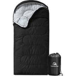 Спальний мішок 210 x 75 см - ковдровий, 3-4 сезони, для відпочинку на природі, кемпінгу, подорожей, гірських хат. Легкий, портативний, чорний, з сумкою для перенесення.