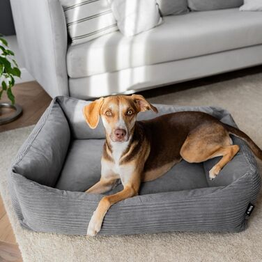 4L Textil М'яке ліжко-гніздечко для котів та собак, гніздо-лежанка, кошик для котів, лежанка для собак, для цуценят, сірий (60x40 см), 60 x 40 x 15 см