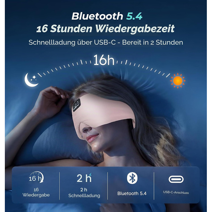 Маска для сну з Bluetooth навушниками, шовкова, 100% затемнення, рожева – для комфортного сну, подорожей та релаксації