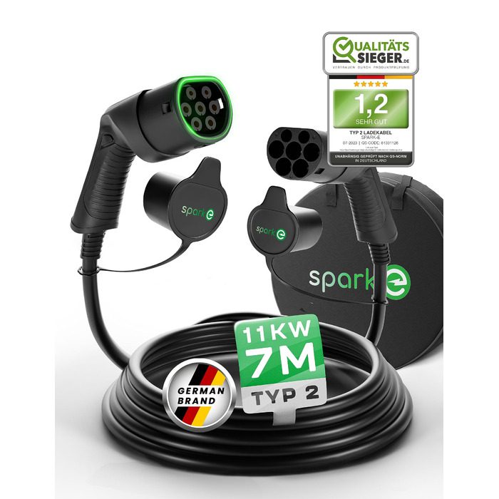 SPARK-E Wallbox зарядний кабель Type 2 11 кВт для електромобілів - 7 м, 16A3P, 11 кВт