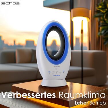 Турбовентилятор Echos® 2-в-1 з акумулятором: підлоговий та настільний, з пультом керування, бездротовий, тихий, з осциляцією та LED-підсвіткою