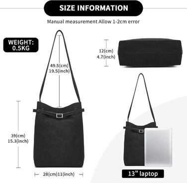 Сумка жіноча Miss Lulu велика шопер Tote Bag з м'якої PU шкіри, чорна (2-в-1)