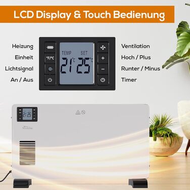 Електричний конвекторний обігрівач Tronitechnik® KH-102, 2.3kW з таймером та термостатом, 3 режими нагріву