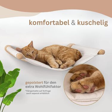 AZANO® Cat Wall | XL Cat Hammock [Extra Stable and Large] with Cat Ladder for the Wall | Cat Ladder with Sleeping Place | Climbing Cat Bed Made of Natural Wood | 3-Piece (with Steps)