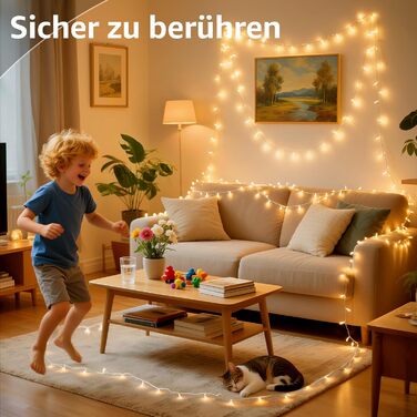 Ланцюжок прикрас Hopexy 10 метрів, 100 LED, тепле біле світло, з пультом, таймер, IP44, 8 режимів, для дому, саду, балкону, весілля, кемпінгу