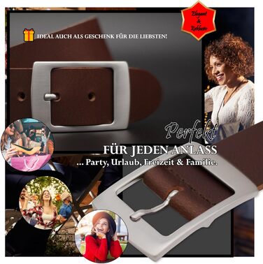 Жіночий шкіряний ремінь Friedrich Hoffmann, ширина 4 см, коричневий, 120 см (зроблено в Німеччині)