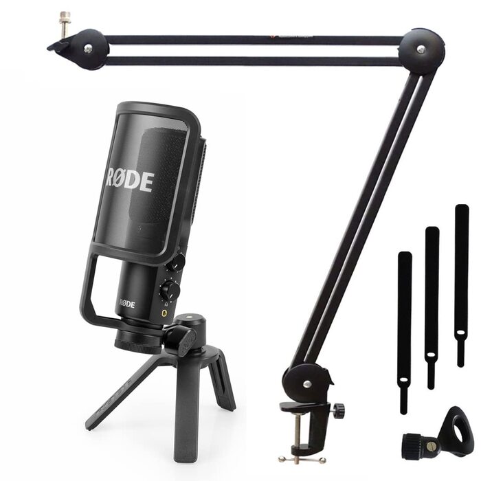 Rode NT-USB+ USB конденсаторний мікрофон + keepdrum MS138 гнучкий стійкий тримач (чорний) NT-USB+-MS138BK