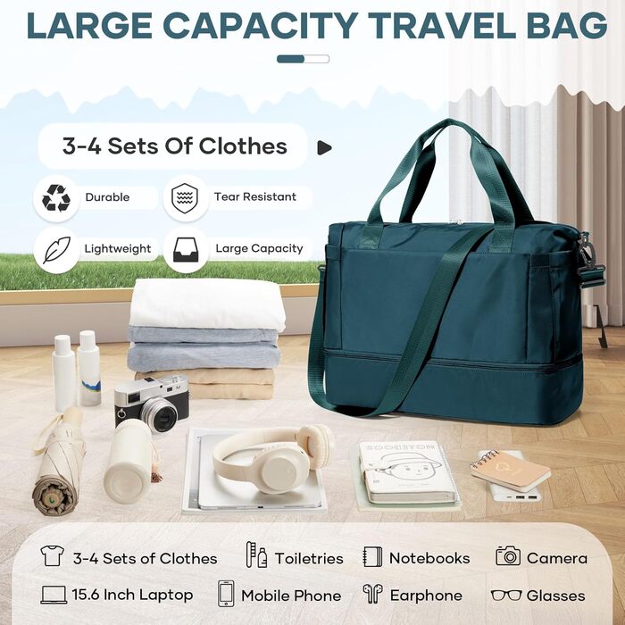 Спортивна сумка для жінок Easyjet 45x36x20, водонепроникна дорожня сумка-дуфл, фітнес-сумка з відділенням для взуття, L2-Зелений, A04-Армійський зелений