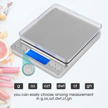 Кухонні ваги електронні 3 кг/0,1 г з LCD дисплеєм (срібні)
