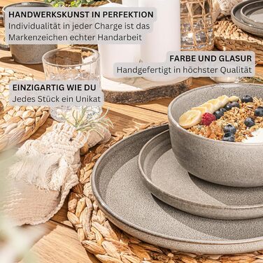 Набір тарілок SÄNGER Kairo Clay (6 шт.) | Тарілки для пасти з кераміки, 800 мл | Стійкі до подряпин, підходять для миття в посудомийній машині та мікрохвильовій печі