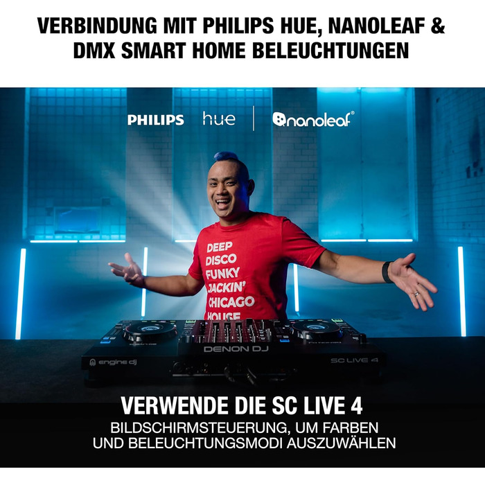 DJ контролер Denon DJ SC LIVE 4: 4 деки, Stem-розділення, Wi-Fi, вбудовані динаміки, сумісність з Serato DJ та Virtual DJ