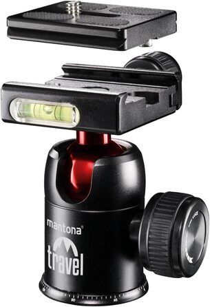 Штатив Mantona DSLM Travel - червоний, для камер, до 5 кг, з кульковою головкою та рівнем