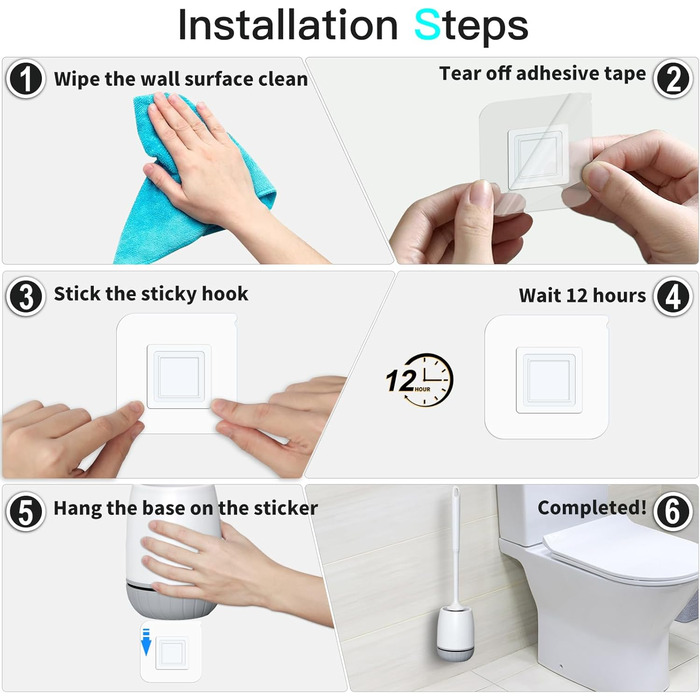 Силіконова щітка для унітазу EWEIMA з швидковисихним тримачем та захистом від протікання, біла