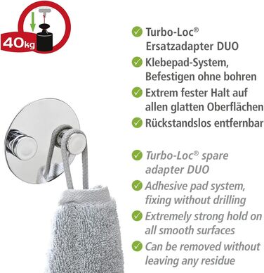 Кріплення WENKO Turbo-Loc® для ванної кімнати (0 x 6 x 6 см, адаптер DUO, 1 шт.)