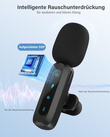 Беспроводной петличный микрофон для iPhone, iPad, Android, 2 шт. с шумоподавлением, авто-подключением, функцией Mute и Reverb для видеоблогинга, съемки видео, TikTok, YouTube
