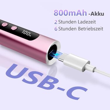 Бездротовий фрезер для нігтів 35000 об/хв - професійний набір для манікюру та педикюру, електрична машинка для гелю та акрилу, рожевий