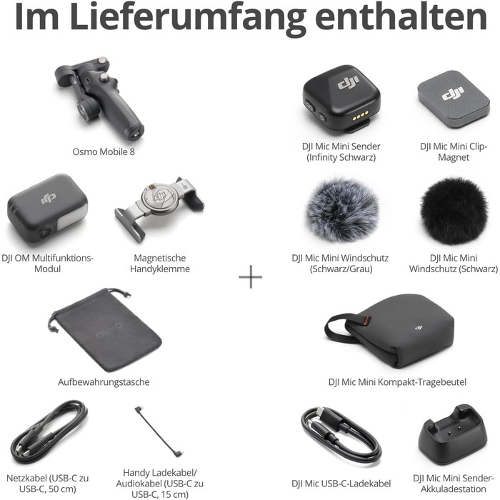 DJI Osmo Mobile 8 Kreativ Combo (Мікрофон DJI Mic Mini), Стабілізатор для смартфона, AI-трекінг, 360° обертання