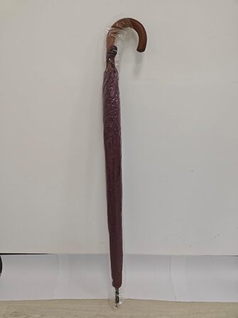 KEYHOT Windproof Umbrella - Large Stick Umbrella with Wooden Handle for Men & Women - 12 Ribs, XL - Burgundy, 118cm