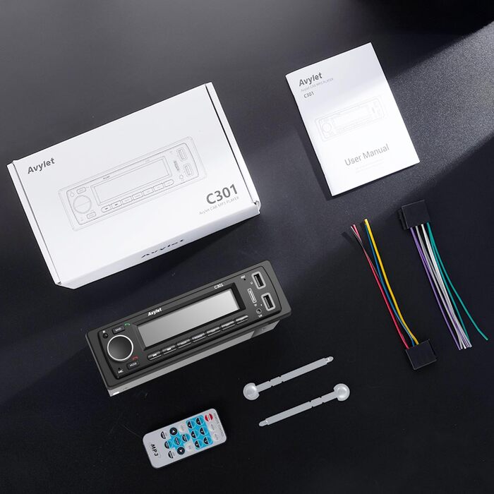 Автомагнітола Bluetooth 5.0 Avylet, 1 DIN, FM, 2 USB, AUX, MP3, 7 кольорів, підтримка карт пам'яті, гучний зв'язок