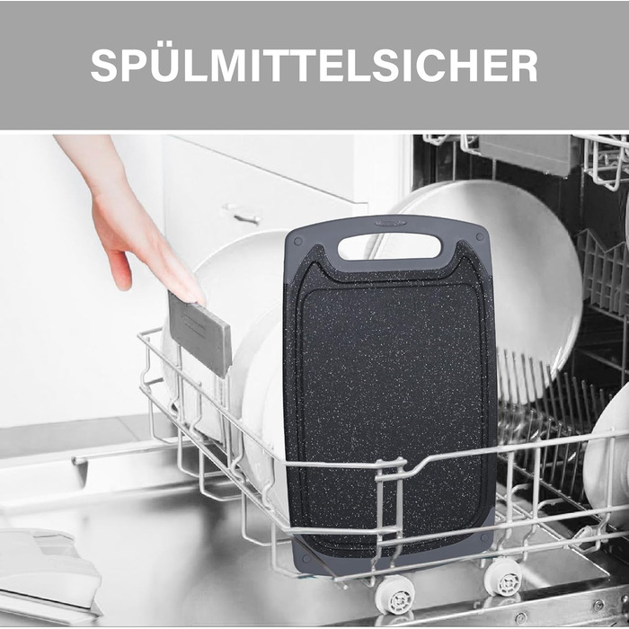 Набір обробних дощок для кухні з неслизькими ніжками та канавкою для соку, BPA-free, чорний