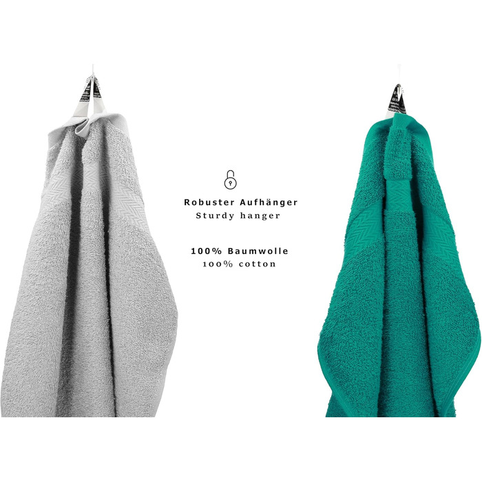 Набір рушників Betz 10 предметів, преміум якість, 100% бавовна, сірий та сріблястий (смарагдово-зелений та сріблястий)