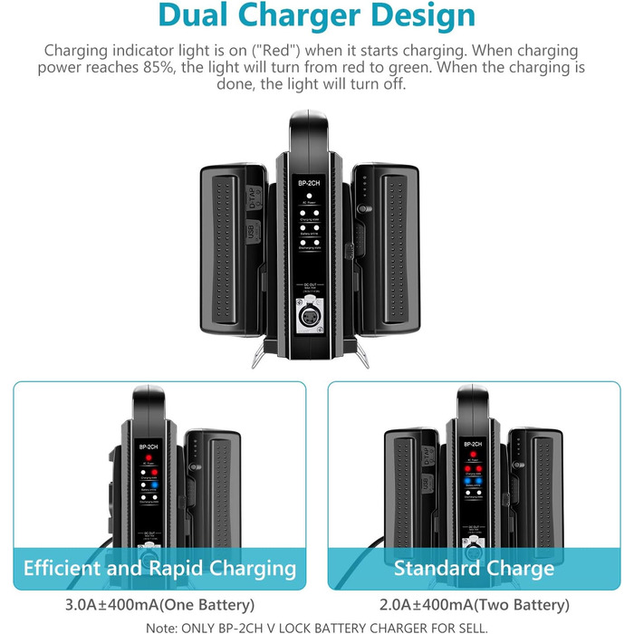 Зарядний пристрій Neewer з 2 каналами V-Mount/V Lock, DC 16,5V, для камер та освітлення