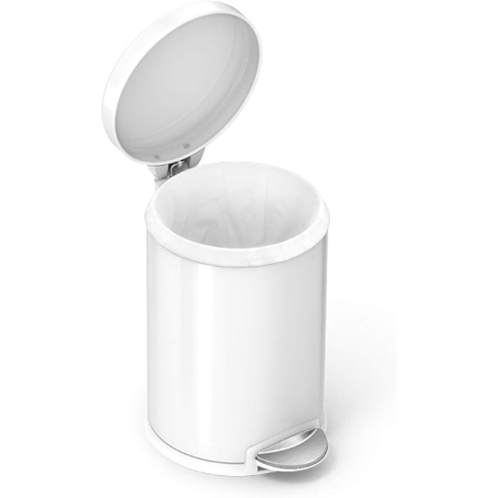 Сміттєвий відер з педаллю simplehuman CW1853CB, 4.5 л, круглий, сталевий, білий — для ванної кімнати, офісу та спальні