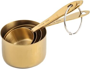 FBHappiness 4-Piece Measuring Cup Set, Stainless Steel Measuring Cups, Baking Tool, Kitchen Accessories (Color: B, Size: as shown)