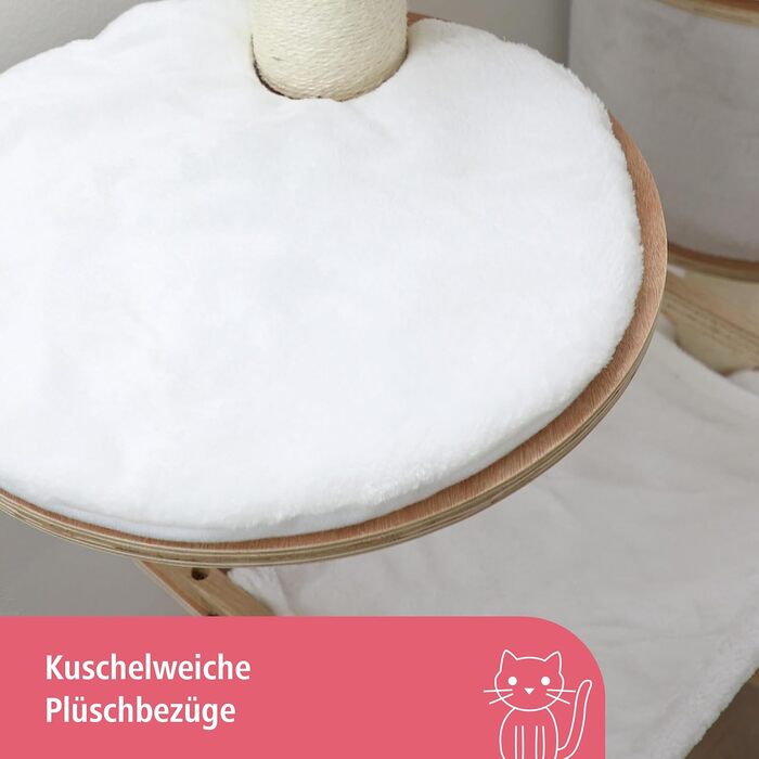 Дерев'яний комплекс для котів Kerbl Dolomit XL, білий, 70x45x185 см, для кількох котів, з сизалевими стовпчиками