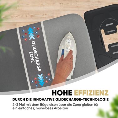 Прасувальна дошка Avieto XXL 124x43 см для парогенератора та праски | 5-шарове покриття, відбиття тепла, GlideCharge & Park Place