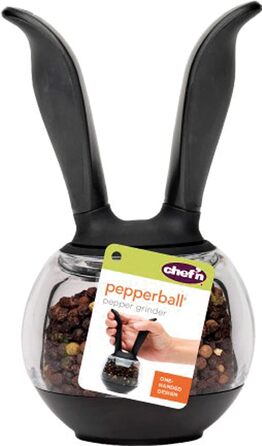 Млинок для перцю Chef'n PepperBall, керамічний механізм, пластик, чорний/прозорий