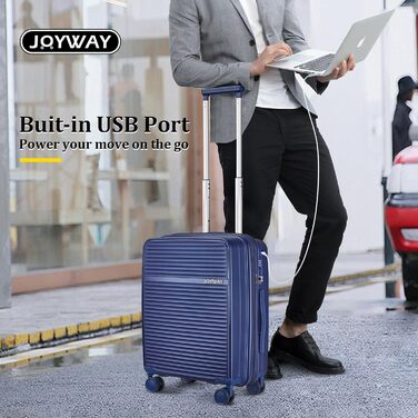 Набір валіз Joyway 4 шт. з жорстким корпусом та TSA-замком, розширюваний, чорний (блакитний)