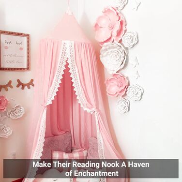Lace Canopy Bed Canopy Mosquito Net, Insect Protection, Children's Princess Play Tents, Room Decoration, Height 250cm, Color Pink