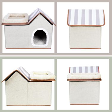 Cat House, Outdoor Cat Cave, Warm Dog Cave, Detachable Dog House with Washable Cushion and Platform, Outdoor Cat Cave, Cat House Cave for Small and Medium Pets (Cat House for Outdoors)