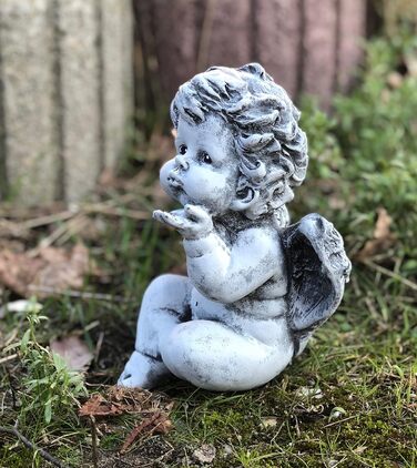 stoneandstyle Steinfigur Angel, little angel figurine, solid stone casting, frost and weather resistant up to -30°C