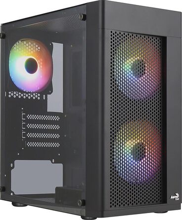 Корпус ПК Aerocool HEXFORM K2 V2 Micro ATX з 3 RGB вентиляторами, сітчаста передня панель, чорний колір