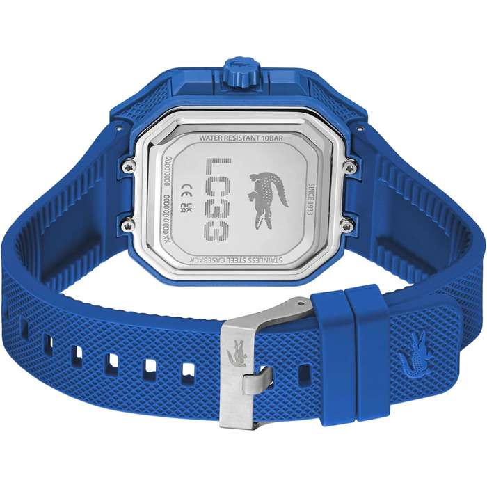 Годинник Lacoste LC33 Square силіконовий, блакитний - кварцовий, чоловічий/жіночий